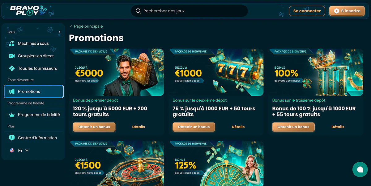 Bonus sur site Bravo Play Casino BravoPlay Bonus