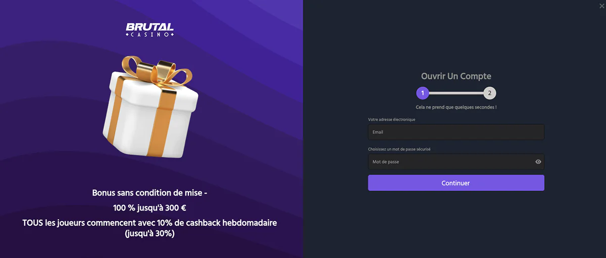 BrutalCasino Connexion Après l'Inscription en France