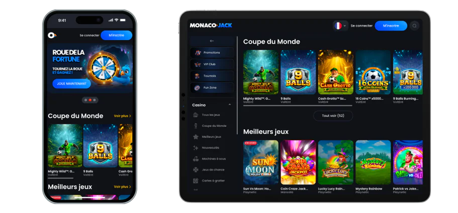 Casino Jack Monaco sur un appareil mobile Monaco-Jack Casino Version mobile